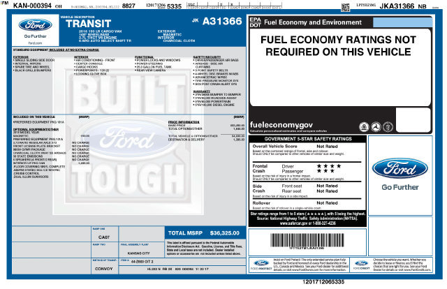 Certified 2018 Ford Transit 150 148 Low Roof w/ Interior Upgrade Package RWD image 36