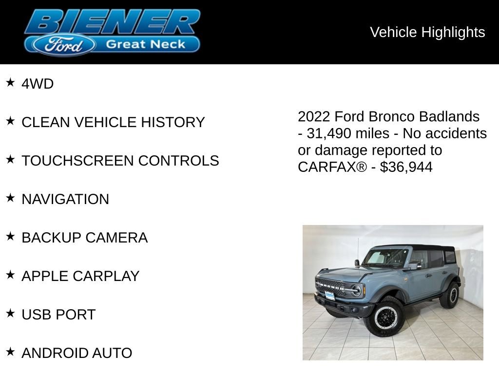 Certified 2022 Ford Bronco Badlands w/ Sasquatch Package image 9