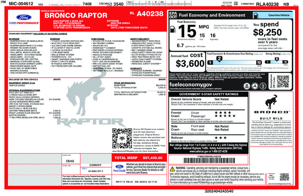 Certified 2024 Ford Bronco Raptor AWD/4WD image 5