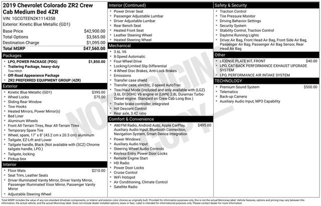 Used 2019 Chevrolet Colorado ZR2 w/ LPO, Power Package AWD/4WD image 6
