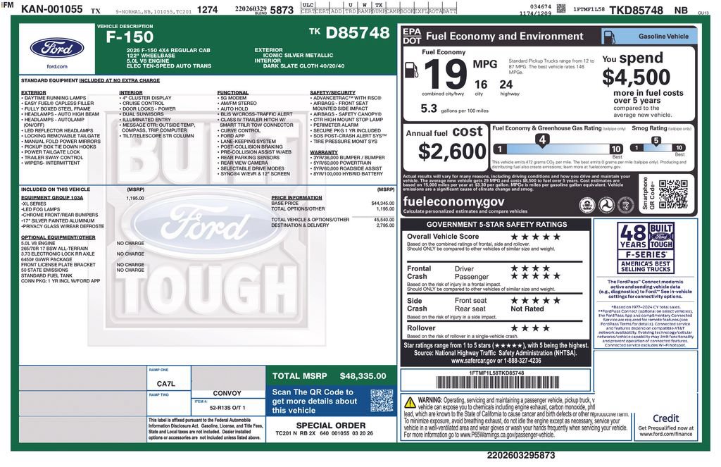 Certified 2026 Ford F150 XL w/ Equipment Group 103A High AWD/4WD image 27