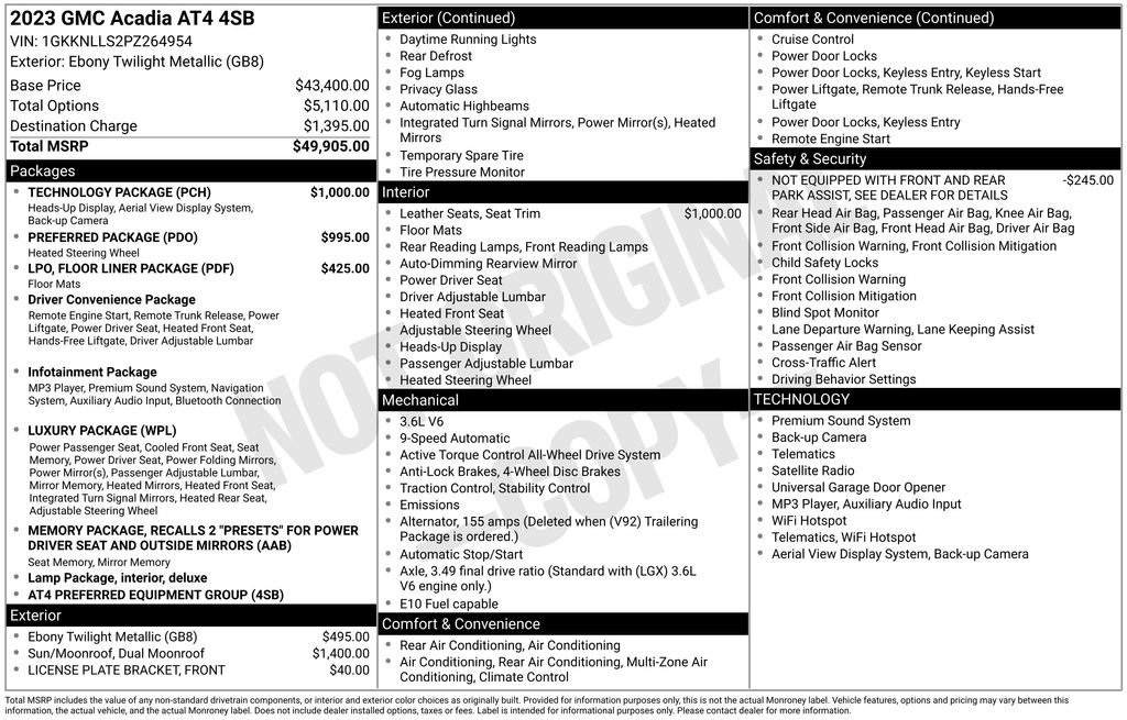 Used 2023 GMC Acadia AT4 w/ Technology Package AWD/4WD image 2