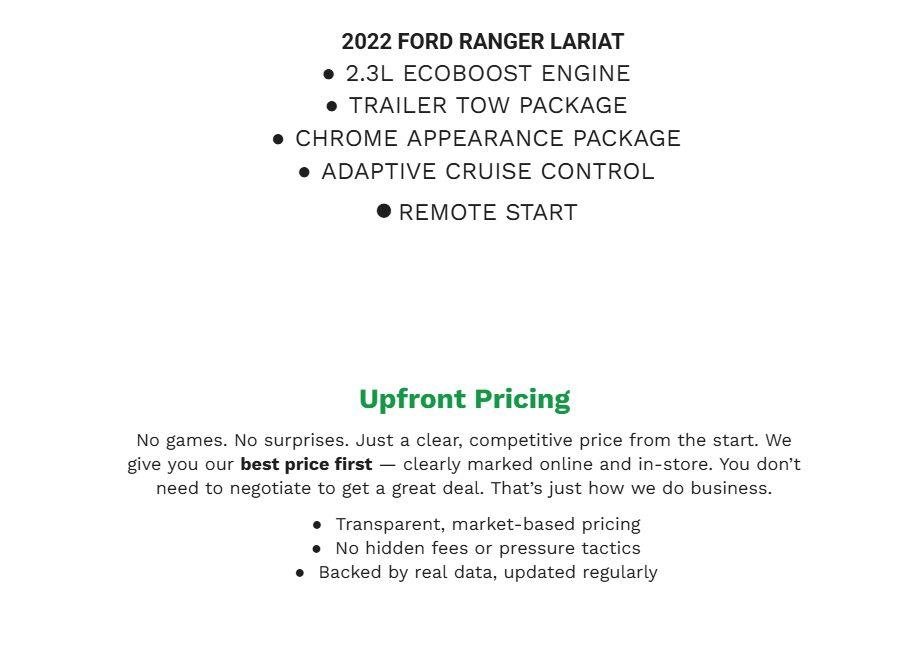 Certified 2022 Ford Ranger Lariat w/ Equipment Group 501A High AWD/4WD image 2