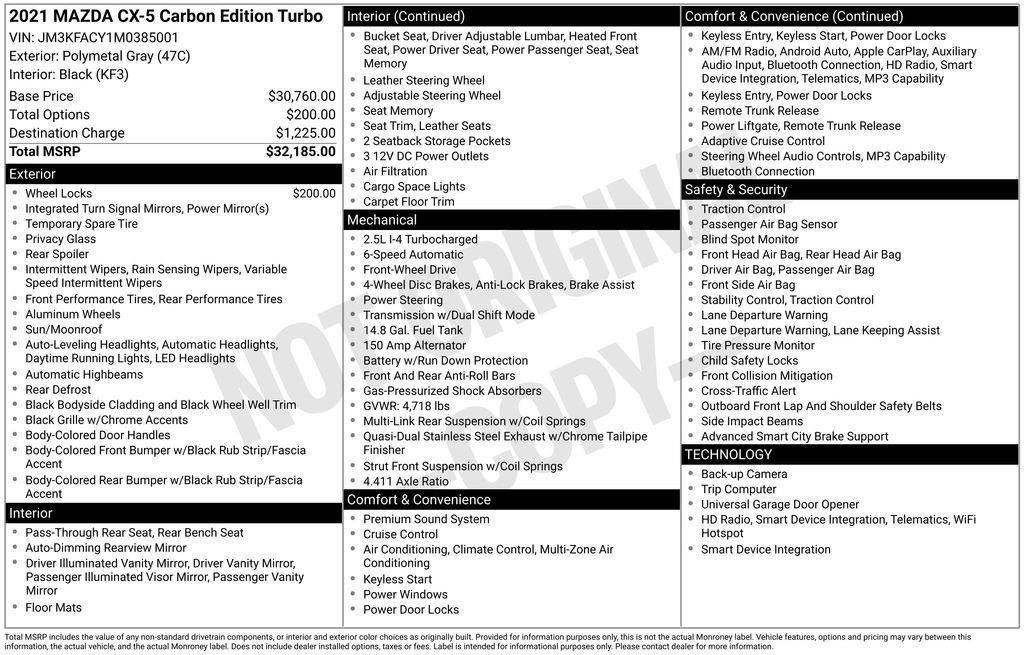 Used 2021 MAZDA CX-5 Carbon Edition FWD image 3