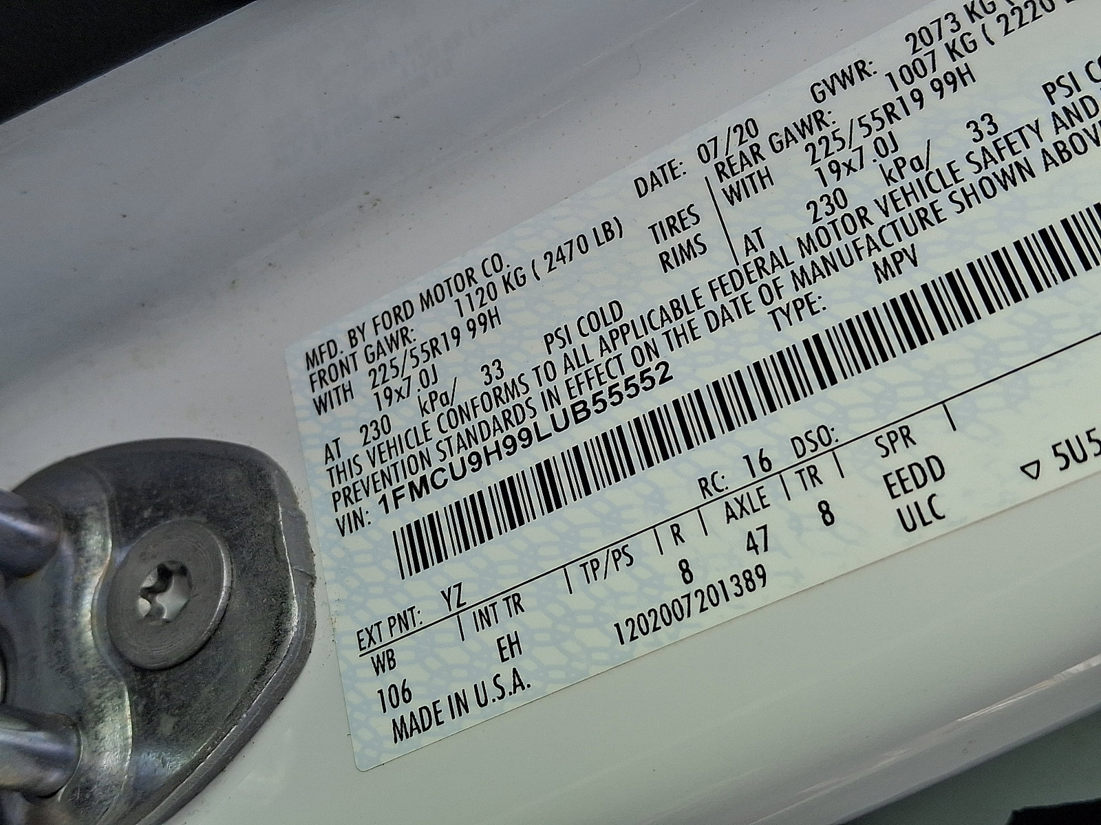 Certified 2020 Ford Escape SEL image 27