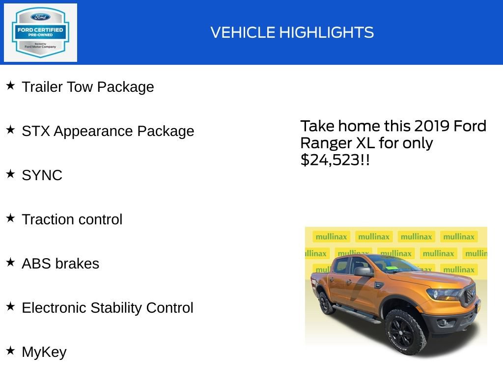 Certified 2019 Ford Ranger XL w/ Equipment Group 101A Mid AWD/4WD image 18