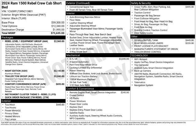 Used 2024 RAM 1500 Rebel w/ Rebel Level 1 Equipment Group AWD/4WD image 36