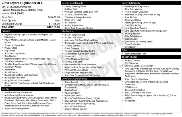 Used 2023 Toyota Highlander XLE AWD/4WD image 37