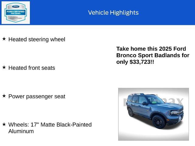 Certified 2025 Ford Bronco Sport Badlands w/ Badlands Tech Package image 19