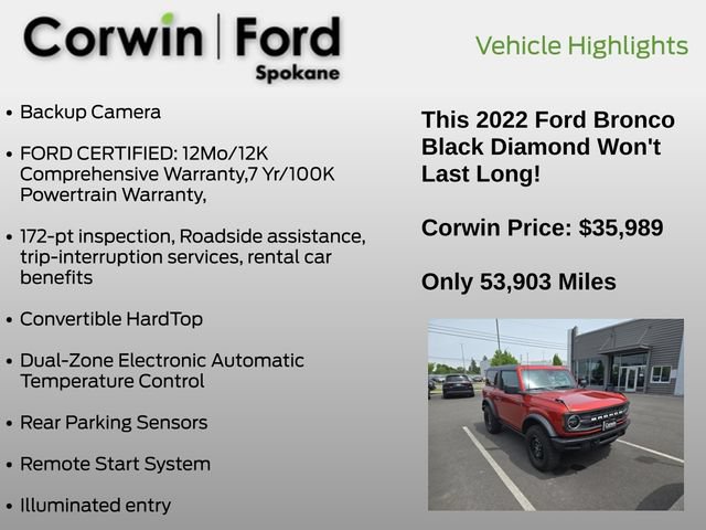 Certified 2022 Ford Bronco Black Diamond AWD/4WD image 6