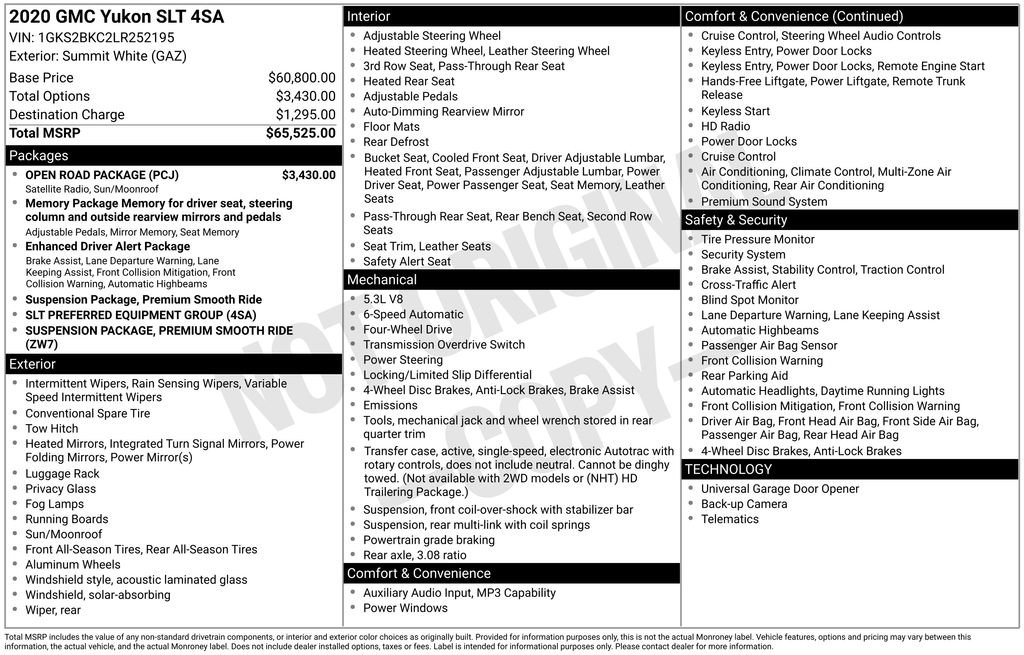 Used 2020 GMC Yukon SLT w/ Open Road Package AWD/4WD image 49