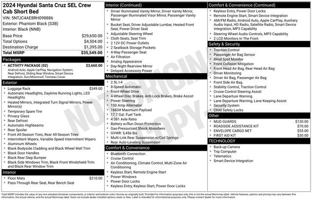 Used 2024 Hyundai Santa Cruz SEL w/ Activity Package FWD image 2
