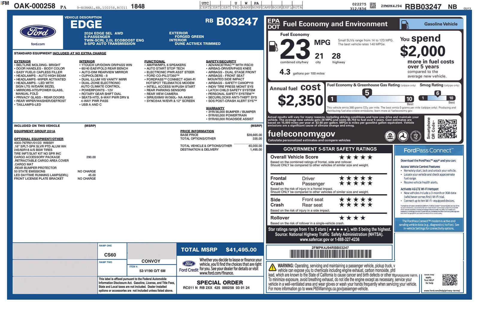 Certified 2024 Ford Edge SEL w/ Cargo Accessory Package AWD/4WD image 2