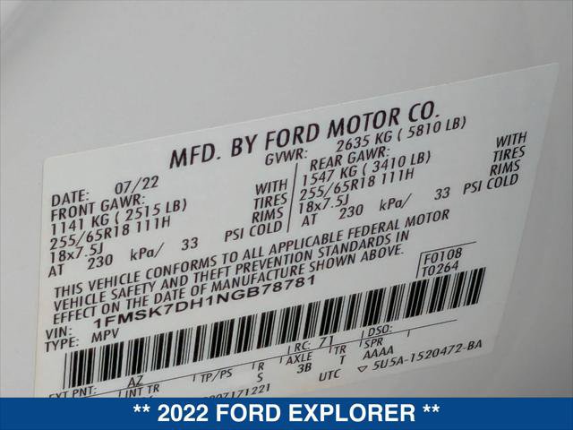 Certified 2022 Ford Explorer XLT RWD image 23