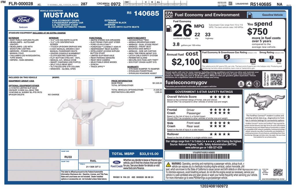 Certified 2024 Ford Mustang Coupe RWD image 27