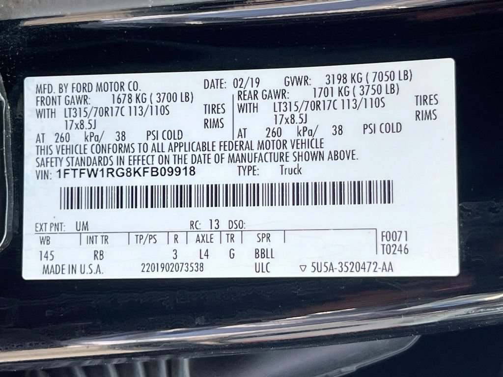 Certified 2019 Ford F150 Raptor w/ Equipment Group 802A Luxury AWD/4WD image 33