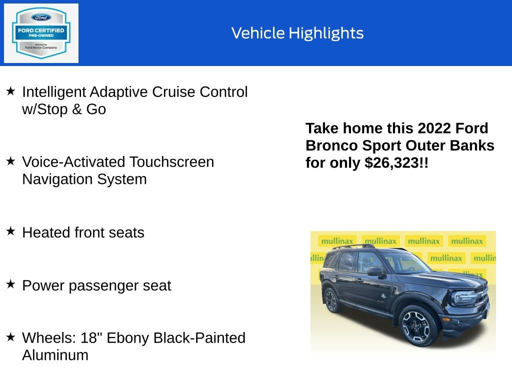 Certified 2022 Ford Bronco Sport Outer Banks w/ Tech Package image 19