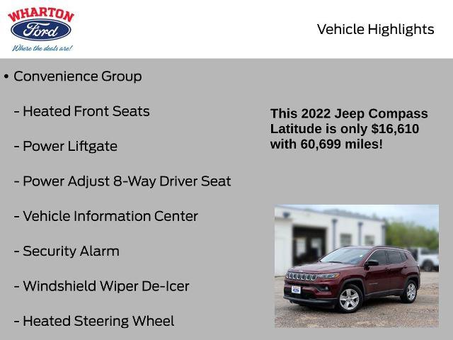 Used 2022 Jeep Compass Latitude w/ Convenience Group FWD image 10