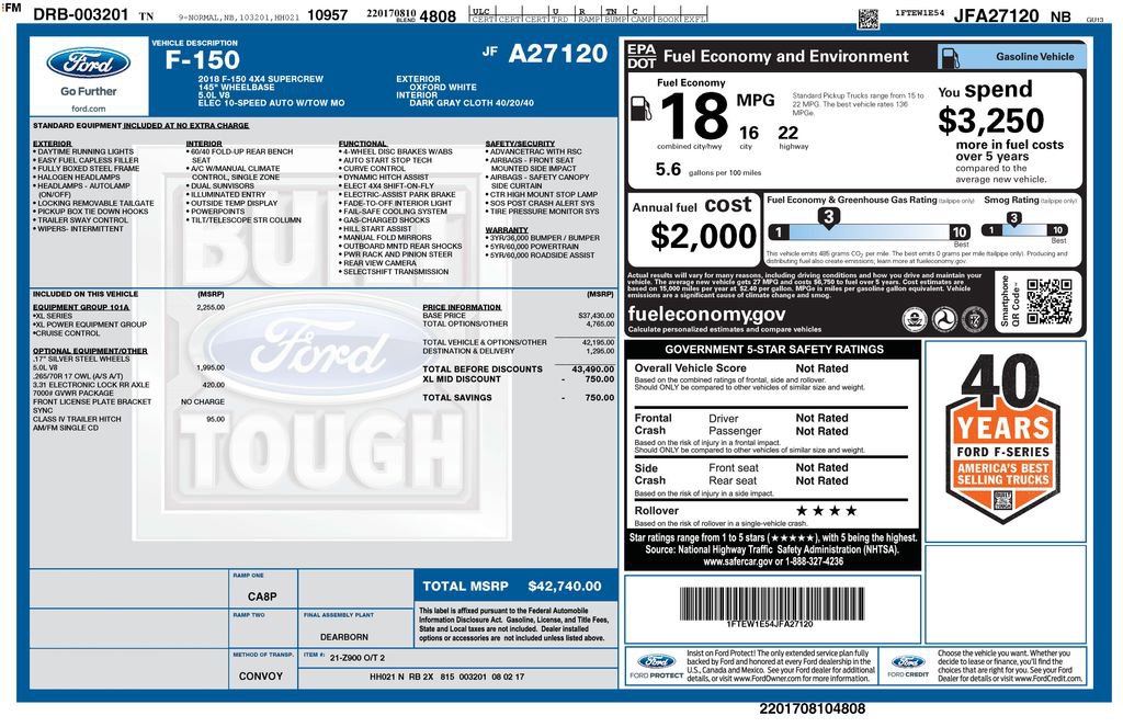 Certified 2018 Ford F150 XL w/ Equipment Group 101A Mid image 5