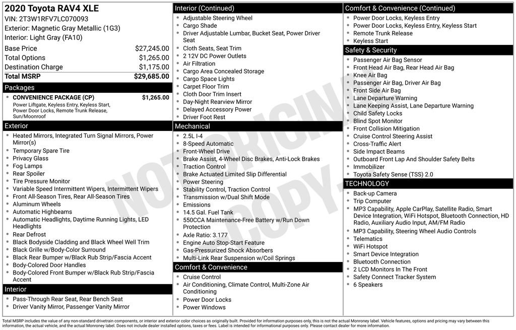 Used 2020 Toyota RAV4 XLE w/ Convenience Package FWD image 5