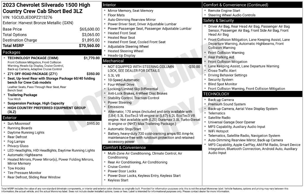 Used 2023 Chevrolet Silverado 1500 High Country w/ Technology Package AWD/4WD image 5