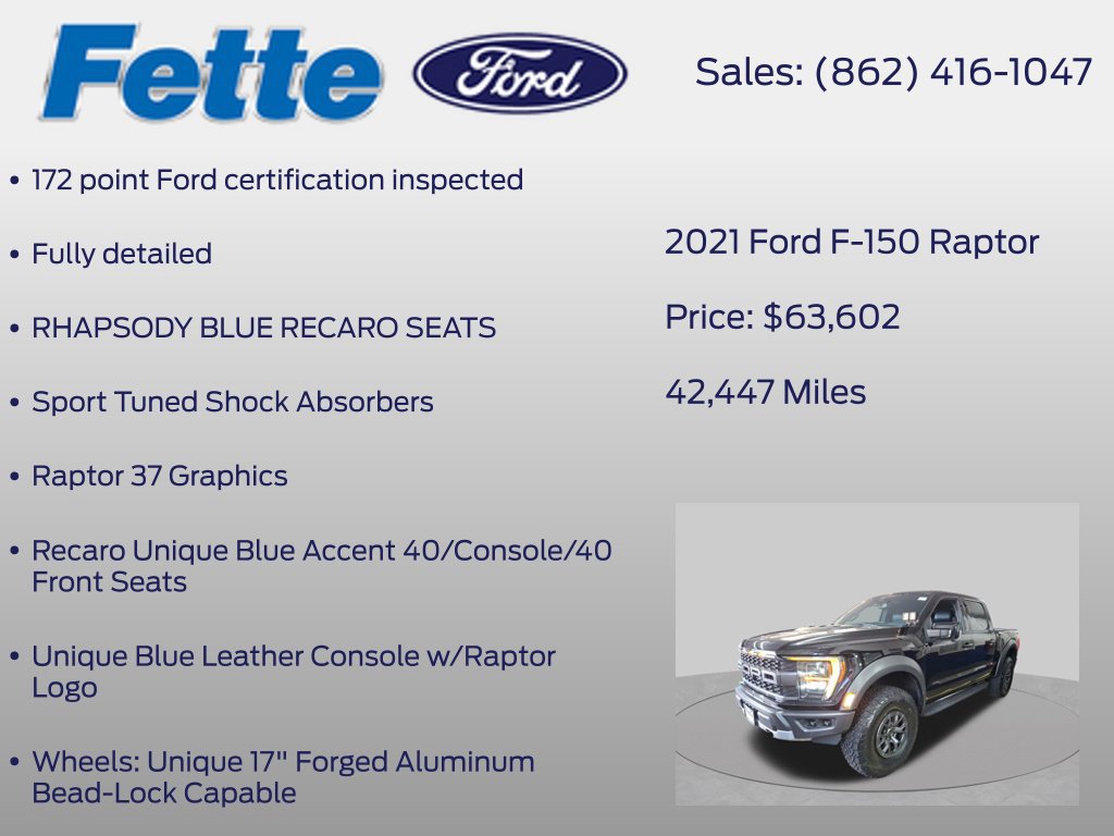 Certified 2021 Ford F150 Raptor w/ Raptor 37 Performance Package AWD/4WD image 13