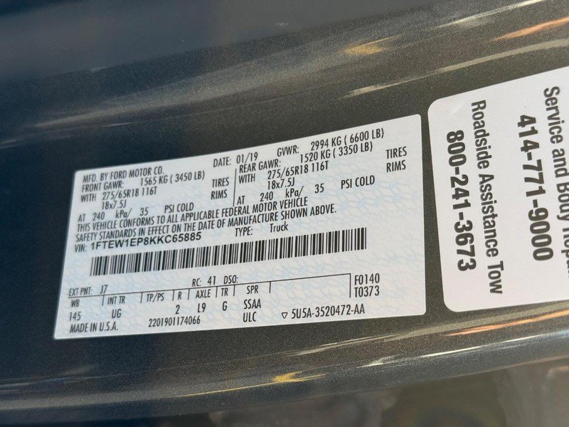 Certified 2019 Ford F150 XLT w/ Equipment Group 302A Luxury AWD/4WD image 30