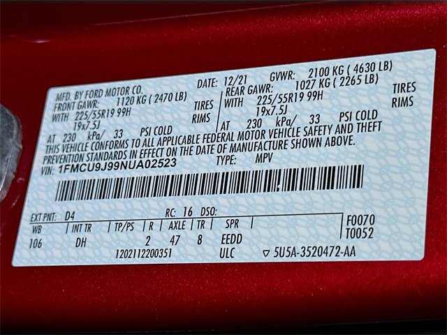 Certified 2022 Ford Escape Titanium w/ Titanium Elite Package image 15