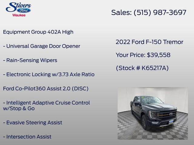 Certified 2022 Ford F150 Tremor w/ Equipment Group 402A High AWD/4WD image 34