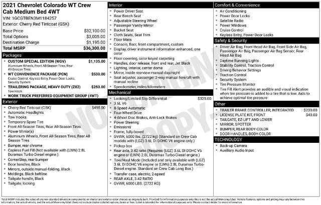 Used 2021 Chevrolet Colorado W/T w/ Custom Special Edition AWD/4WD image 3