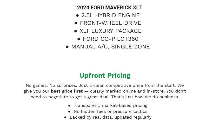 Certified 2024 Ford Maverick XLT w/ XLT Luxury Package FWD image 2