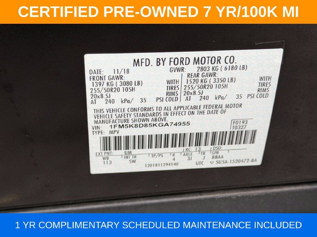Certified 2019 Ford Explorer XLT w/ Equipment Group 202A AWD/4WD image 31