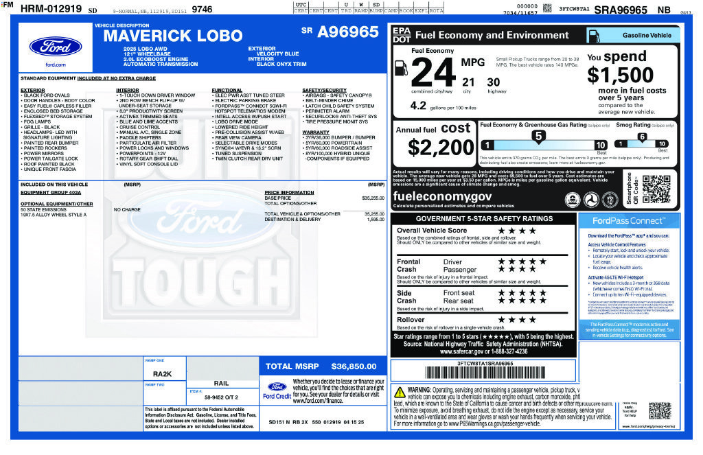 Certified 2025 Ford Maverick Lobo AWD/4WD image 43