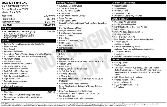 Used 2023 Kia Forte LXS w/ LXS Technology Package FWD image 16