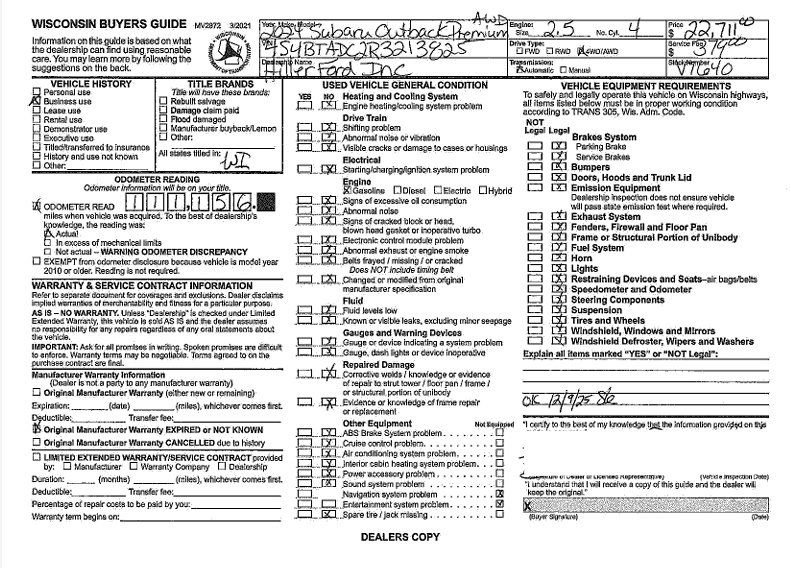 Used 2024 Subaru Outback Premium image 38