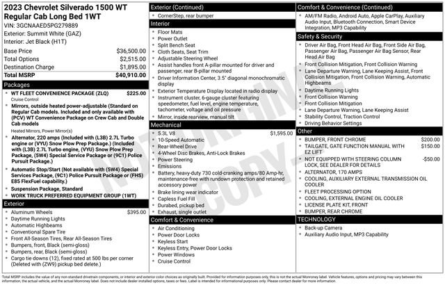 Used 2023 Chevrolet Silverado 1500 W/T w/ WT Fleet Convenience Package RWD image 22