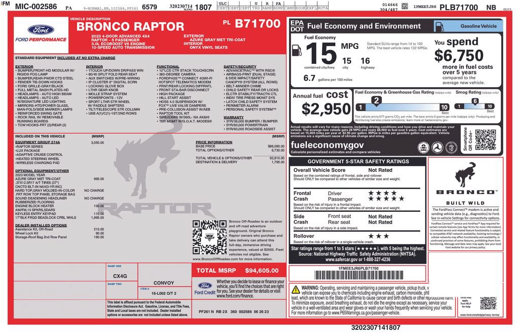Certified 2023 Ford Bronco Raptor AWD/4WD image 5