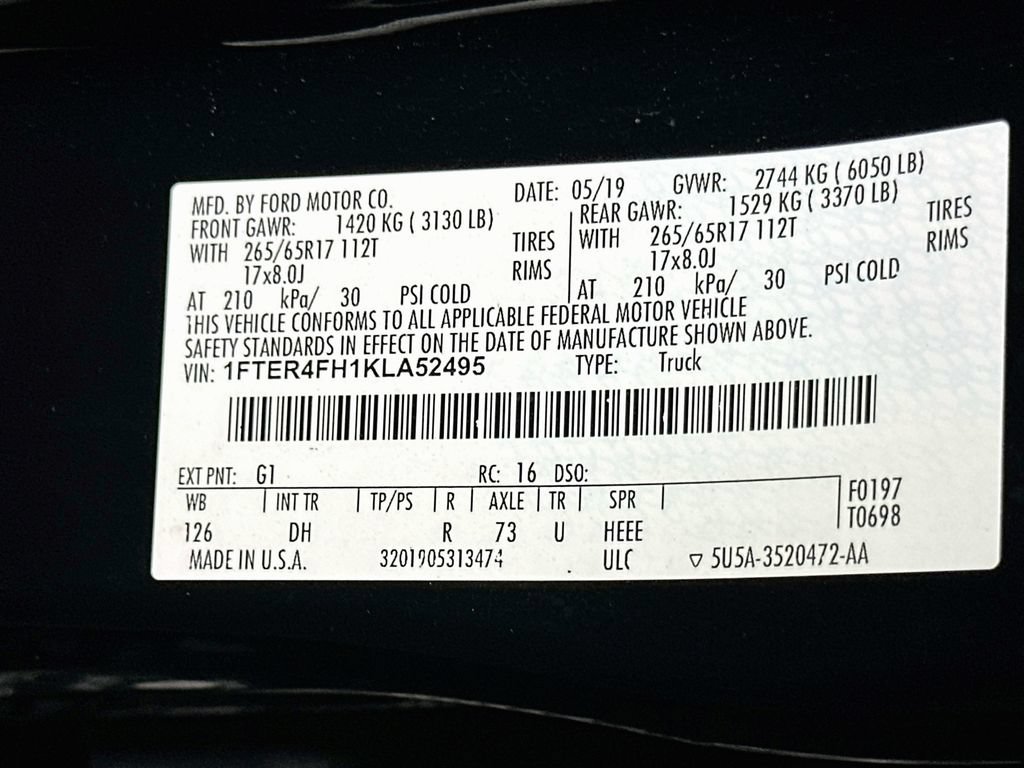 Certified 2019 Ford Ranger Lariat w/ Equipment Group 501A Mid AWD/4WD image 24