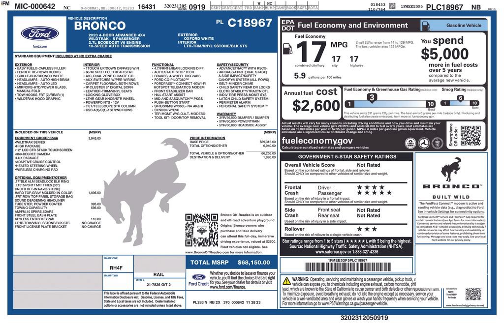 Certified 2023 Ford Bronco Wildtrak AWD/4WD image 20