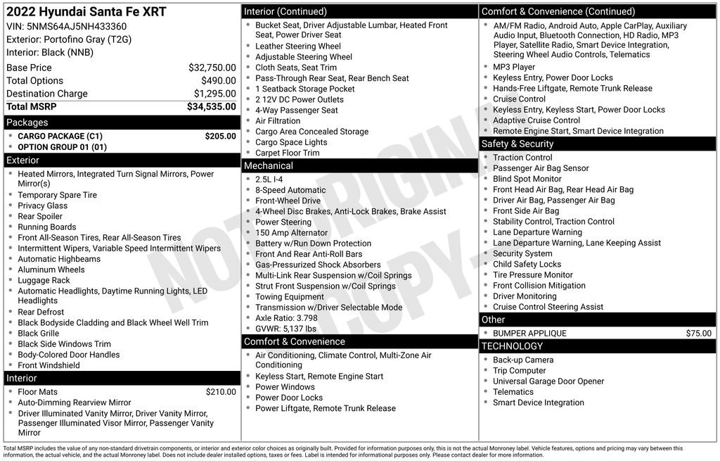 Used 2022 Hyundai Santa Fe XRT w/ Cargo Package FWD image 4