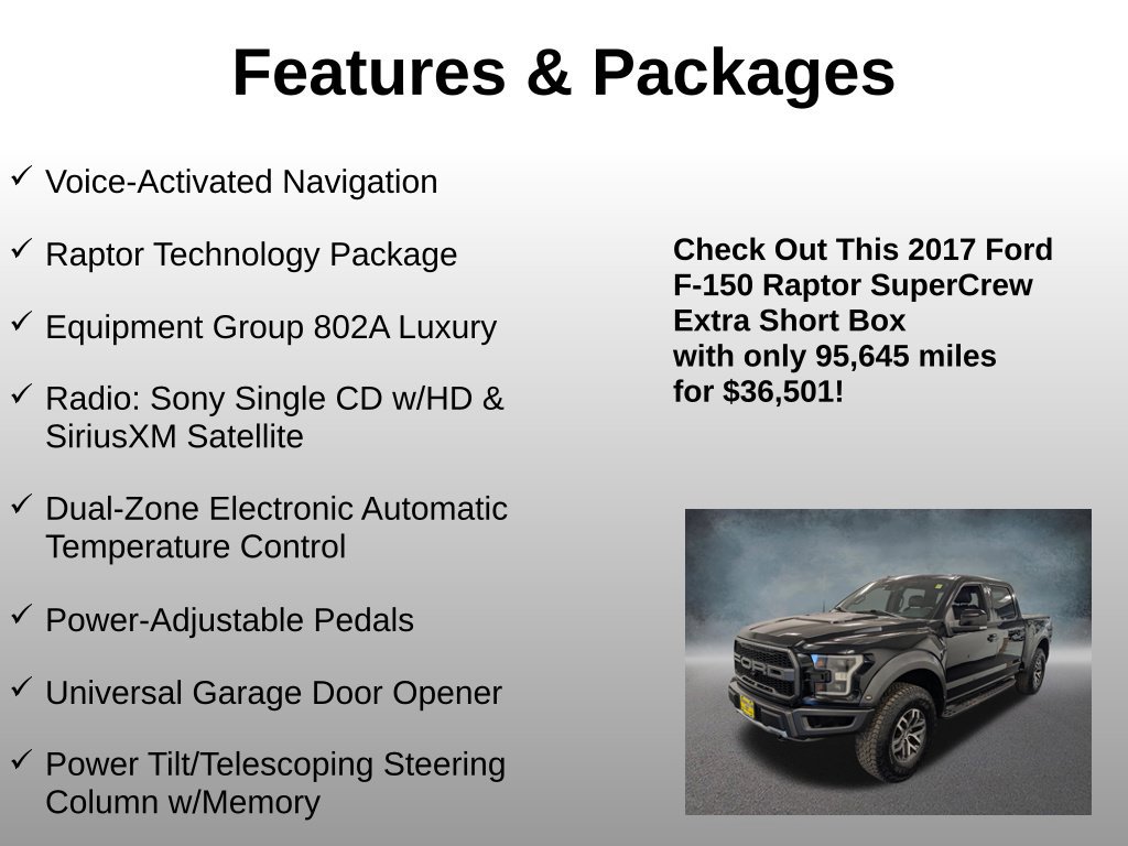 Certified 2017 Ford F150 Raptor w/ Equipment Group 802A Luxury AWD/4WD image 4