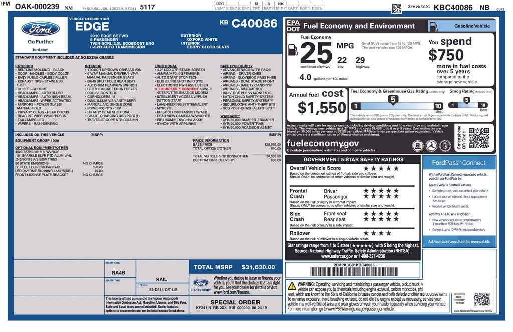Certified 2019 Ford Edge SE w/ SE Fleet Driver's Package image 10