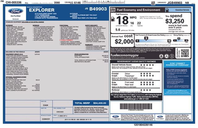 Certified 2018 Ford Explorer Sport w/ Equipment Group 401A AWD/4WD image 25
