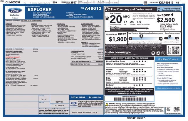 Certified 2019 Ford Explorer XLT w/ Equipment Group 202A FWD image 31