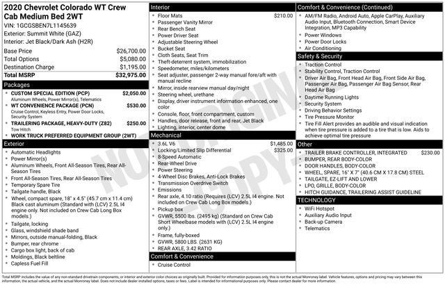 Used 2020 Chevrolet Colorado W/T w/ Custom Special Edition image 29