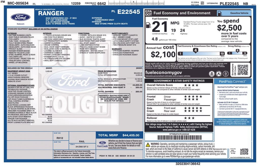 Certified 2023 Ford Ranger XLT w/ Equipment Group 302A High AWD/4WD image 6