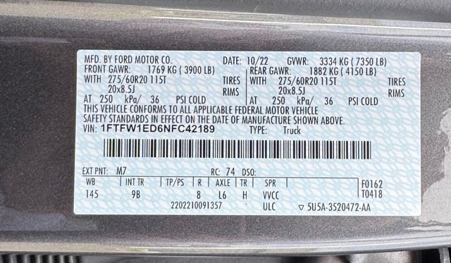 Certified 2022 Ford F150 Platinum w/ Equipment Group 701A High AWD/4WD image 70