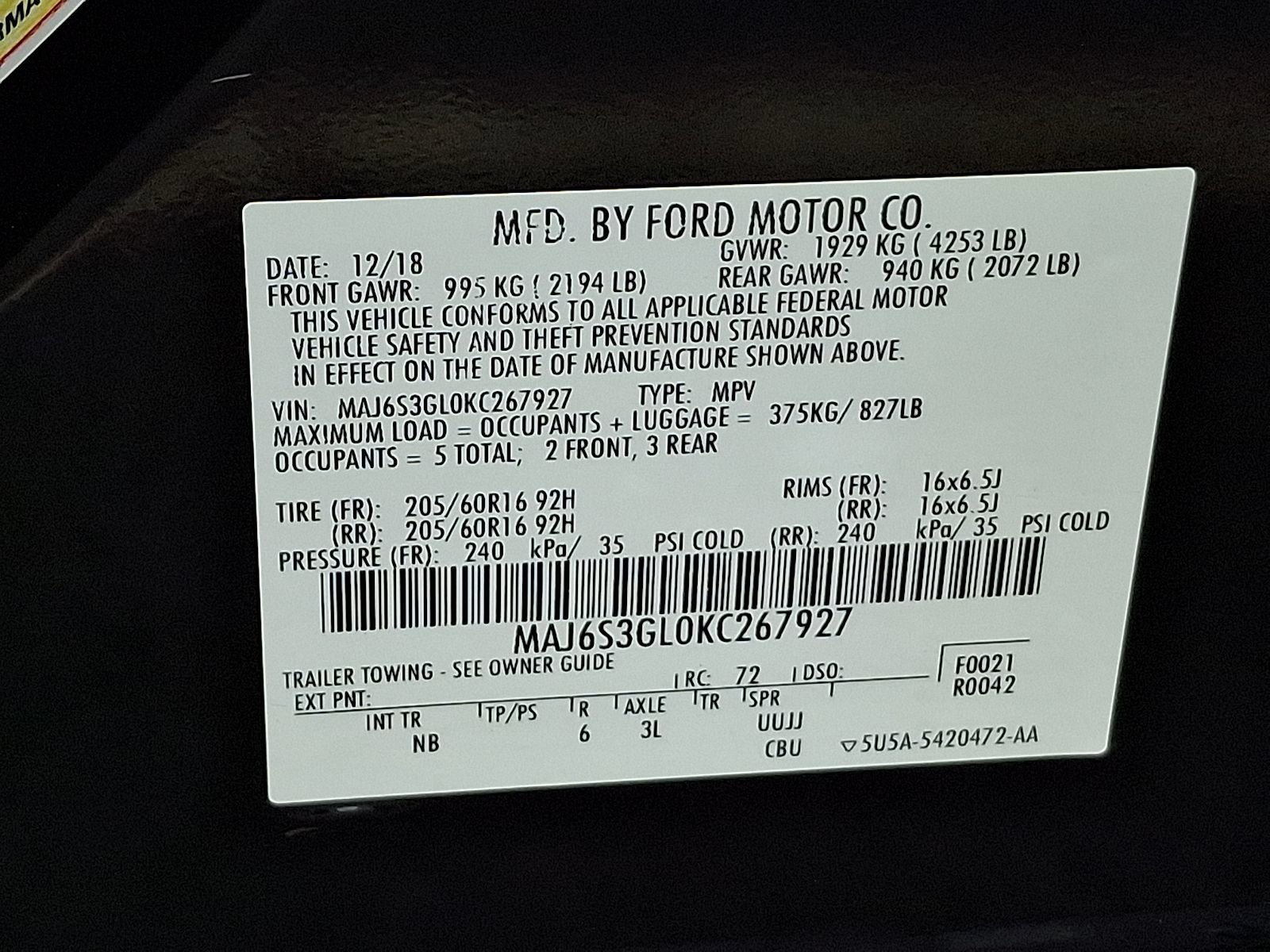 Certified 2019 Ford EcoSport SE w/ SE Convenience Package AWD/4WD image 28