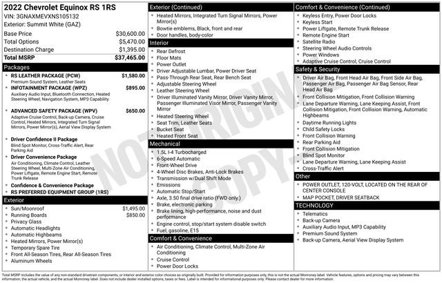 Used 2022 Chevrolet Equinox RS w/ RS Leather Package image 39