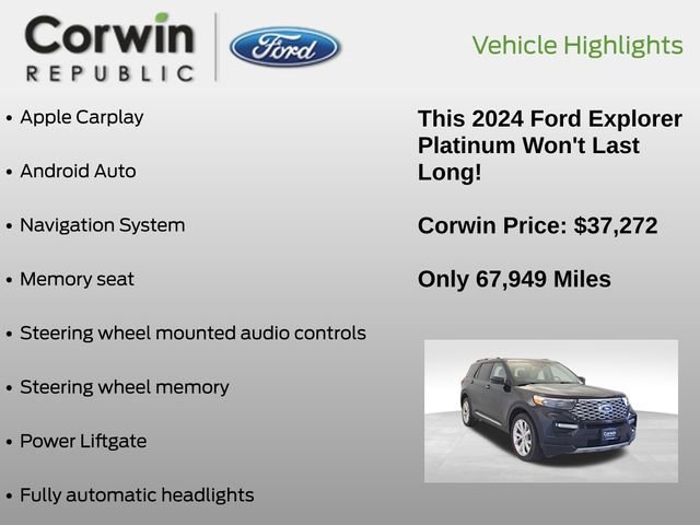 Certified 2024 Ford Explorer Platinum w/ Technology Package image 10